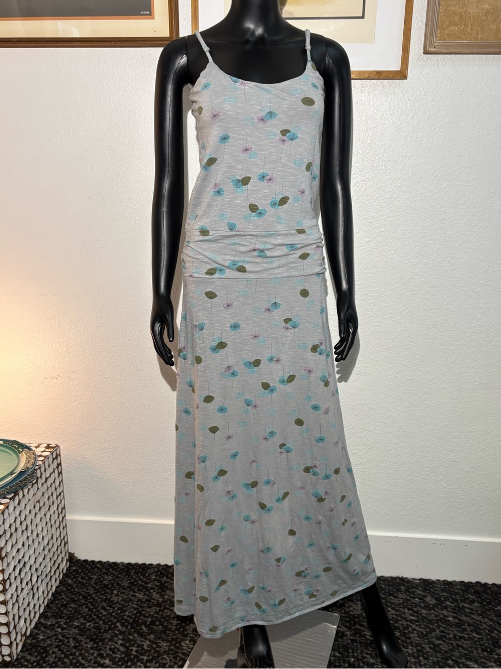 Toad&Co "Long Island" dress features a scattered botanical print